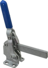 Gibraltar - 475 Lb Holding Capacity, Vertical Handle, Manual Hold Down Toggle Clamp - 62° Handle Movement, 115° Bar Opening, Solid Bar, Flanged Base, Carbon Steel - All Tool & Supply