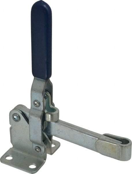 Gibraltar - 750 Lb Holding Capacity, Vertical Handle, Manual Hold Down Toggle Clamp - 58° Handle Movement, 106° Bar Opening, Solid Bar, Flanged Base, Carbon Steel - All Tool & Supply