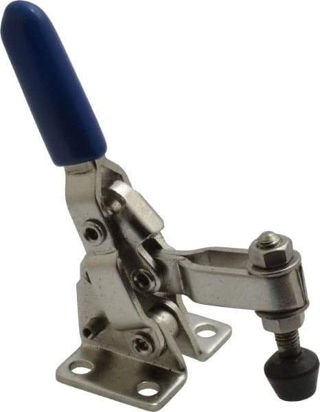 Gibraltar - 125 Lb Holding Capacity, Vertical Handle, Manual Hold Down Toggle Clamp - 55° Handle Movement, 100° Bar Opening, U-Bar, Flanged Base, Electro-Plated Zinc, Stainless Steel - All Tool & Supply