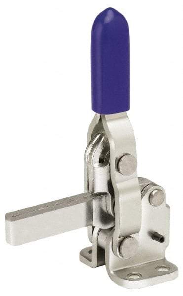 Gibraltar - 250 Lb Holding Capacity, Vertical Handle, Manual Hold Down Toggle Clamp - 65° Handle Movement, 105° Bar Opening, Solid Bar, Flanged Base, Electro-Plated Zinc, Stainless Steel - All Tool & Supply