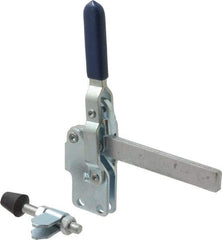 Gibraltar - 450 Lb Holding Capacity, Vertical Handle, Manual Hold Down Toggle Clamp - 57° Handle Movement, 99° Bar Opening, Solid Bar, Straight Base, Electro-Plated Zinc, Carbon Steel - All Tool & Supply