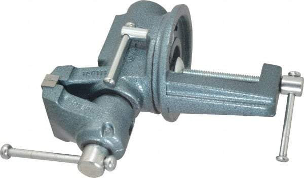 Wilton - 2-1/2" Jaw Width, 2-1/8" Opening Capacity, 1-3/4" Throat Depth, Steel Swivel Bench Vise - Clamp-On Base Attachment, 10.1" Long x 10.2" Wide x 5-2/5" High - All Tool & Supply