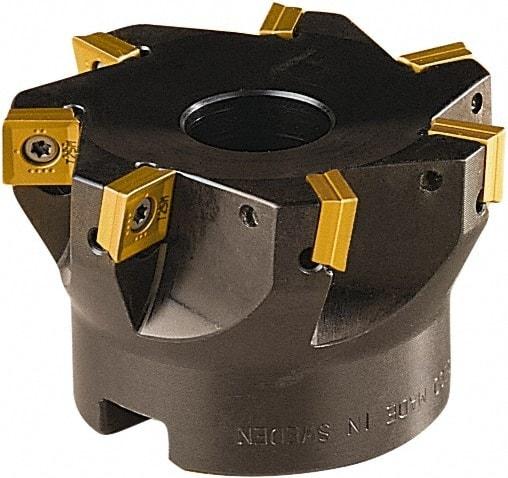 Seco - 7 Inserts, 63mm Cut Diam, 22mm Arbor Diam, 8mm Max Depth of Cut, Indexable Square-Shoulder Face Mill - 90° Lead Angle, 40mm High, SONX 09T3 Insert Compatibility, Series Mini Square - All Tool & Supply