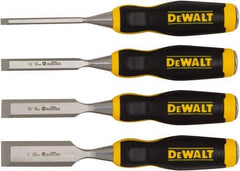 DeWALT - 4 Piece Wood Chisel Set - 11-29/32" OAL, High-impact Polypropylene & Rubber, Sizes Included 1/4 to 1" - All Tool & Supply