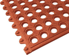 PRO-SAFE - 3' Long x 3' Wide x 5/8" Thick, Anti-Fatigue Modular Matting Tiles - Male, 1 Interlocking Side, Red, For Dry & Wet Areas - All Tool & Supply