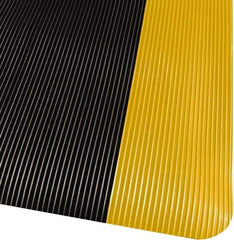 PRO-SAFE - 3' Long x 2' Wide, Dry Environment, Anti-Fatigue Matting - Black with Yellow Borders, Vinyl with Vinyl Sponge Base, Beveled on 4 Sides - All Tool & Supply