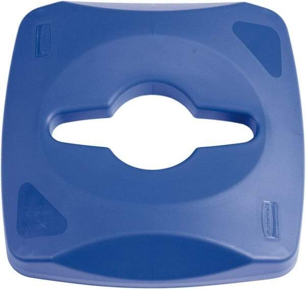 Rubbermaid - Square Lid for Use with 23 Gal Square Recycle Containers - Blue, Plastic, For Untouchable Trash Cans - All Tool & Supply