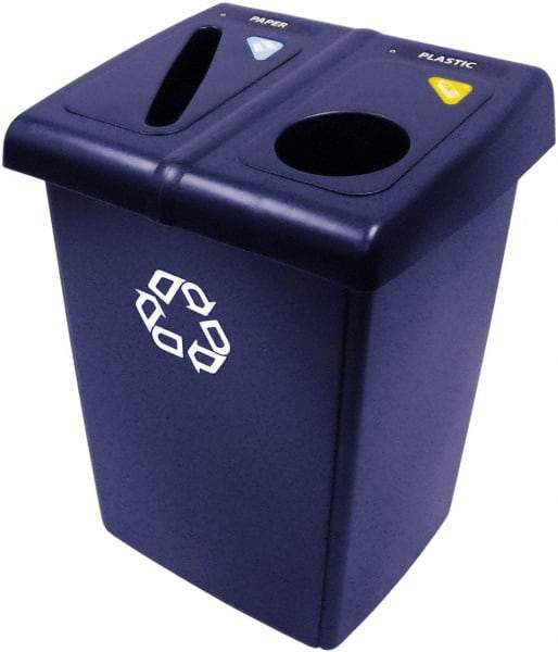 Rubbermaid - 46 Gal Blue Square Recycling Container - Plastic, 35" High x 26.8" Long x 23.6" Wide - All Tool & Supply