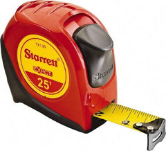 Starrett - 25' x 1" Yellow Blade Tape Measure - 1/16" Graduation, S1 Graduation Style, Red Case - All Tool & Supply