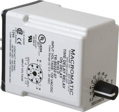 Macromatic - 8 Pin, Multiple Range DPDT Time Delay Relay - 10 Contact Amp, 120 VAC/VDC, Knob - All Tool & Supply