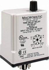 Macromatic - 8 Pin, Multiple Range DPDT Time Delay Relay - 10 Contact Amp, 24 VAC/VDC, Knob - All Tool & Supply