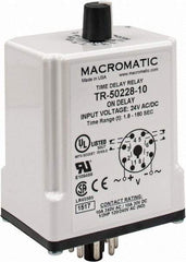 Macromatic - 8 Pin, Multiple Range DPDT Time Delay Relay - 10 Contact Amp, 24 VAC/VDC, Knob - All Tool & Supply