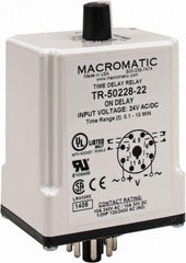 Macromatic - 8 Pin, 10 min Delay, Multiple Range DPDT Time Delay Relay - 10 Contact Amp, 24 VAC/VDC, Knob - All Tool & Supply