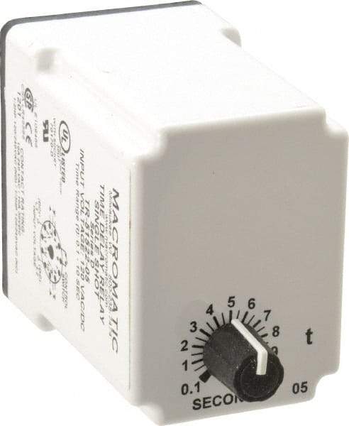 Macromatic - 11 Pin, Multiple Range DPDT Time Delay Relay - 10 Contact Amp, 120 VAC/VDC, Knob - All Tool & Supply