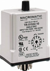 Macromatic - 11 Pin, Multiple Range DPDT Time Delay Relay - 10 Contact Amp, 120 VAC/VDC, Knob - All Tool & Supply