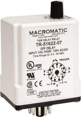 Macromatic - 11 Pin, Multiple Range DPDT Time Delay Relay - 10 Contact Amp, 120 VAC/VDC, Knob - All Tool & Supply