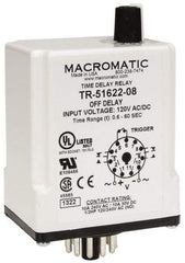 Macromatic - 11 Pin, Multiple Range DPDT Time Delay Relay - 10 Contact Amp, 120 VAC/VDC, Knob - All Tool & Supply