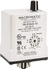 Macromatic - 11 Pin, 0.3 to 30 min Delay, Multiple Range DPDT Time Delay Relay - 10 Contact Amp, 120 VAC/VDC, Knob - All Tool & Supply