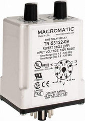 Macromatic - 8 Pin, Multiple Range DPDT Time Delay Relay - 10 Contact Amp, 120 VAC/VDC, Knob - All Tool & Supply