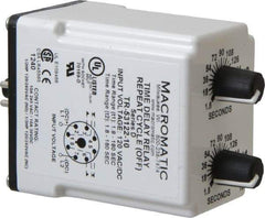 Macromatic - 8 Pin, Multiple Range DPDT Time Delay Relay - 10 Contact Amp, 120 VAC/VDC, Knob - All Tool & Supply