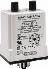 Macromatic - 8 Pin, Multiple Range DPDT Time Delay Relay - 10 Contact Amp, 120 VAC/VDC, Knob - All Tool & Supply