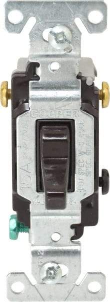 Cooper Wiring Devices - 3 Pole, 120 to 277 VAC, 15 Amp, Commercial Grade, Toggle, Wall and Dimmer Light Switch - 1.3 Inch Wide x 4.2 Inch High, Fluorescent - All Tool & Supply