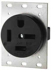 Cooper Wiring Devices - 250 VAC, 60 Amp, 15-60R NEMA Configuration, Black, Industrial Grade, Self Grounding Single Receptacle - 1 Phase, 3 Poles, 4 Wire, Flush Mount - All Tool & Supply