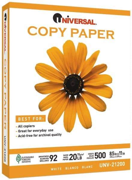 UNIVERSAL - 8-1/2" x 11" White Copy Paper - Use with Laser Printers, Copiers, Plain Paper Fax Machines - All Tool & Supply