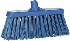 Vikan - 12" Heavy Duty Synthetic Push Broom - 4" Bristle Length, Plastic Block, European Threaded Handle Connection - All Tool & Supply