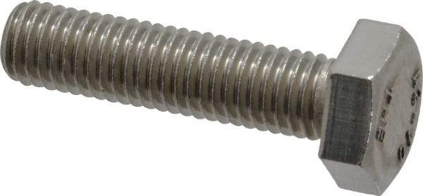 Value Collection - M10x1.50mm Metric Coarse, 40mm Length Under Head Hex Head Cap Screw - Fully Threaded, Grade 18-8 & Austenitic A2 Stainless Steel, Uncoated, 17mm Hex - All Tool & Supply