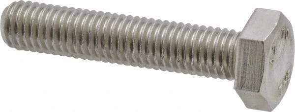 Value Collection - M10x1.50mm Metric Coarse, 50mm Length Under Head Hex Head Cap Screw - Fully Threaded, Grade 18-8 & Austenitic A2 Stainless Steel, Uncoated, 13mm Hex - All Tool & Supply