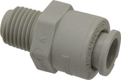 Parker - 3/8" Outside Diam, 1/4 NPTF, Acetal Push-to-Connect Tube Male Connector - 300 Max psi, Tan - All Tool & Supply