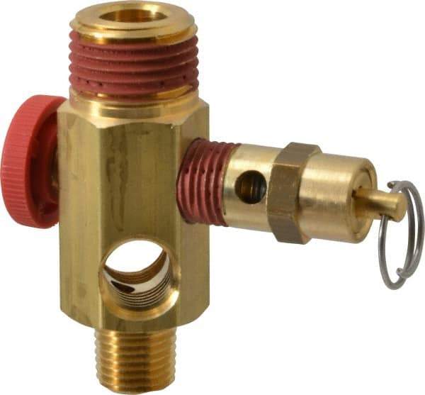 Midwest Control - 1/2" MNPT 150 psi Compressor Tank Manifold - For Use with Portable Air Tank, 1.88" Diam x 2.49" High - All Tool & Supply