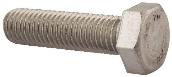 Value Collection - M12x1.75mm Metric Coarse, 45mm Length Under Head Hex Head Cap Screw - Fully Threaded, Grade 316 & Austenitic A4 Stainless Steel, Uncoated, 19mm Hex - All Tool & Supply