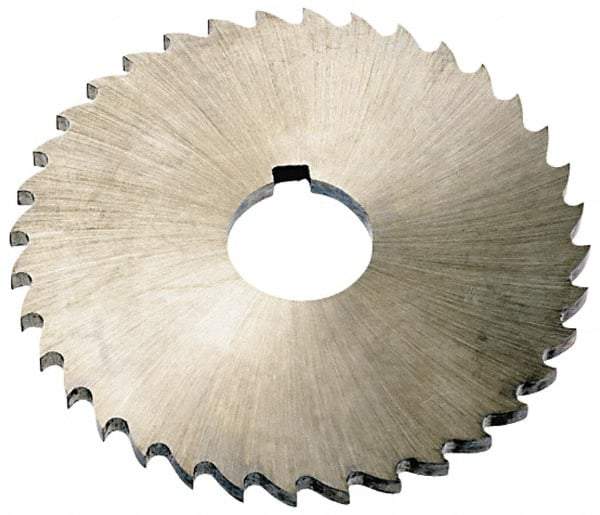 Keo - 5" Diam x 1/8" Blade Thickness x 1" Arbor Hole Diam, 44 Tooth Slitting and Slotting Saw - Arbor Connection, Right Hand, Uncoated, High Speed Steel, Concave Ground, Contains Keyway - All Tool & Supply