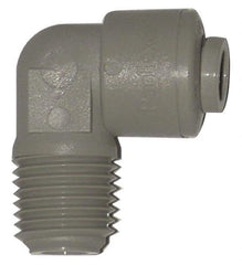 Parker - 1/2" Outside Diam, 1/2 NPTF, Acetal Push-to-Connect Tube Male Swivel Elbow - 250 Max psi, Gray - All Tool & Supply