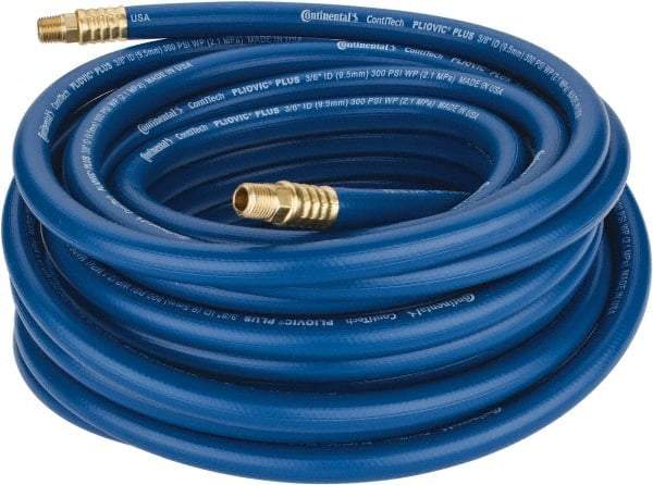 Continental ContiTech - 3/8" ID x 0.66" OD 50' Long Multipurpose Air Hose - MNPT x MNPT Ends, 300 Working psi, -10 to 158°F, 1/4" Fitting, Blue - All Tool & Supply