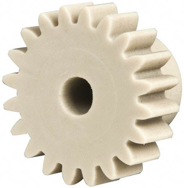 Made in USA - 24 Pitch, 0.833" Pitch Diam, 0.917" OD, 20 Tooth Spur Gear - 1/4" Face Width, 3/16" Bore Diam, 35/64" Hub Diam, 20° Pressure Angle, Acetal - All Tool & Supply