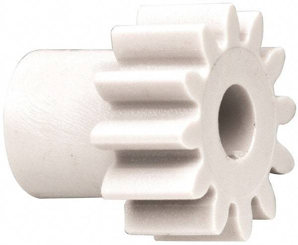 Made in USA - 48 Pitch, 1/2" Pitch Diam, 0.583" OD, 12 Tooth Spur Gear - 1/4" Face Width, 3/16" Bore Diam, 3/8" Hub Diam, 20° Pressure Angle, Acetal - All Tool & Supply