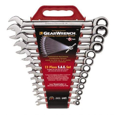 GearWrench - 13 Piece, 1/4" to 1", Combination Wrench Set - Inch Measurement Standard, Chrome Finish, Comes in Plastic Rack - All Tool & Supply