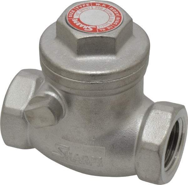 Sharpe Valves - 1/2" Stainless Steel Check Valve - FNPT x FNPT, 200 WOG - All Tool & Supply