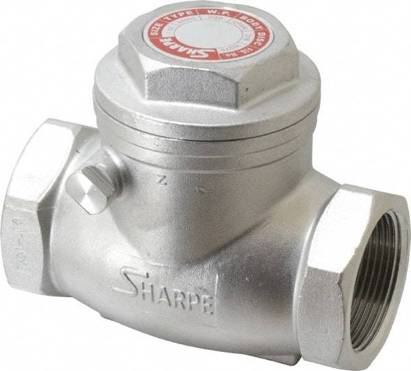 Sharpe Valves - 1-1/2" Stainless Steel Check Valve - FNPT x FNPT, 200 WOG - All Tool & Supply