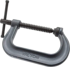 Wilton - Regular-Duty 4-1/4" Max Opening, 3-1/4" Throat Depth, Forged Steel Standard C-Clamp - 6,200 Lb Capacity, 0" Min Opening, Deep Throat - All Tool & Supply