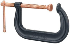 Wilton - Regular-Duty 6-1/16" Max Opening, 4-1/8" Throat Depth, Forged Steel Standard C-Clamp - 6,600 Lb Capacity, 0" Min Opening, Deep Throat - All Tool & Supply