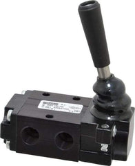 Parker - 0.83 CV Rate, 1/4" NPT Inlet Direct Air 4 Mechanical Spool Valve - 3 Way, 2 Position NC, 150 Max psi, Lever Manual Return - All Tool & Supply