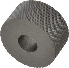 Made in USA - 3/4" Diam, 70° Tooth Angle, 50 TPI, Standard (Shape), Form Type High Speed Steel Female Diamond Knurl Wheel - 3/8" Face Width, 1/4" Hole, Circular Pitch, 30° Helix, Bright Finish, Series KP - Exact Industrial Supply