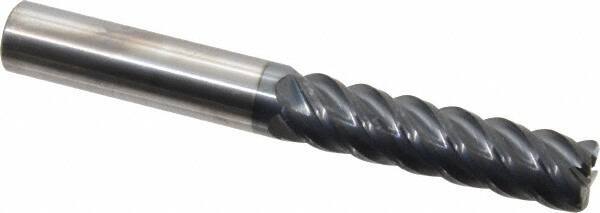 SGS - 1/2", 5 Flute, Single End, Solid Carbide, 0.06" Corner Radius End Mill - 4" OAL, 45° Helix, Right Hand Flute, 2" LOC, Right Hand Cut - All Tool & Supply