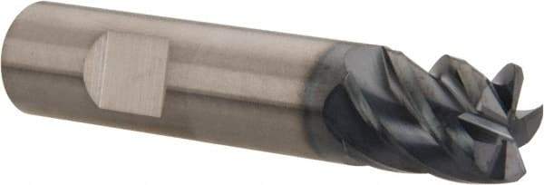 SGS - 1/2", 5 Flute, Single End, Solid Carbide, 0.03" Corner Radius End Mill - 2-1/2" OAL, 45° Helix, Right Hand Flute, 5/8" LOC, Right Hand Cut - All Tool & Supply