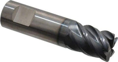 SGS - 3/4", 5 Flute, Single End, Solid Carbide, 0.06" Corner Radius End Mill - 3" OAL, 45° Helix, Right Hand Flute, 1" LOC, Right Hand Cut - All Tool & Supply