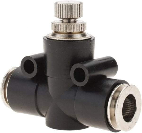 PRO-SOURCE - 5/16" Tube OD Inline Flow Control Valve - 0 to 113.76 psi & Techno Polymer, Brass, Steel Material - All Tool & Supply